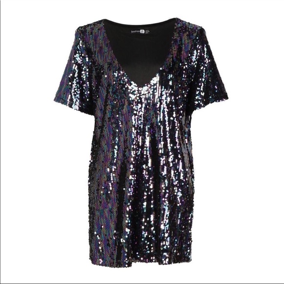 boohoo sequin shift dress